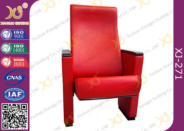 Porcellana Disposizione dei posti a sedere di legno di cuoio rossa di stile della sala della copertura con il bracciolo di legno solido fornitore